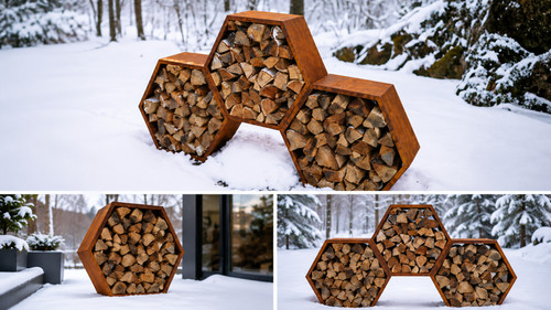 Kaminholz regal hexagon - ,